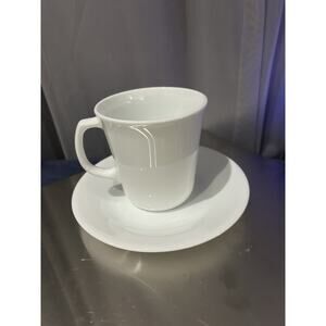 Set 8 Corning Vintage Winter Frost White Coffee Mug & Saucer Tea Cups D Handle